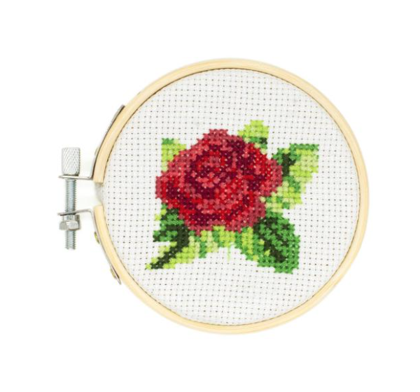 Kit goblen - Mini Cross Stitch Embroidery Kit - Rose | Kikkerland - 1 | YEO