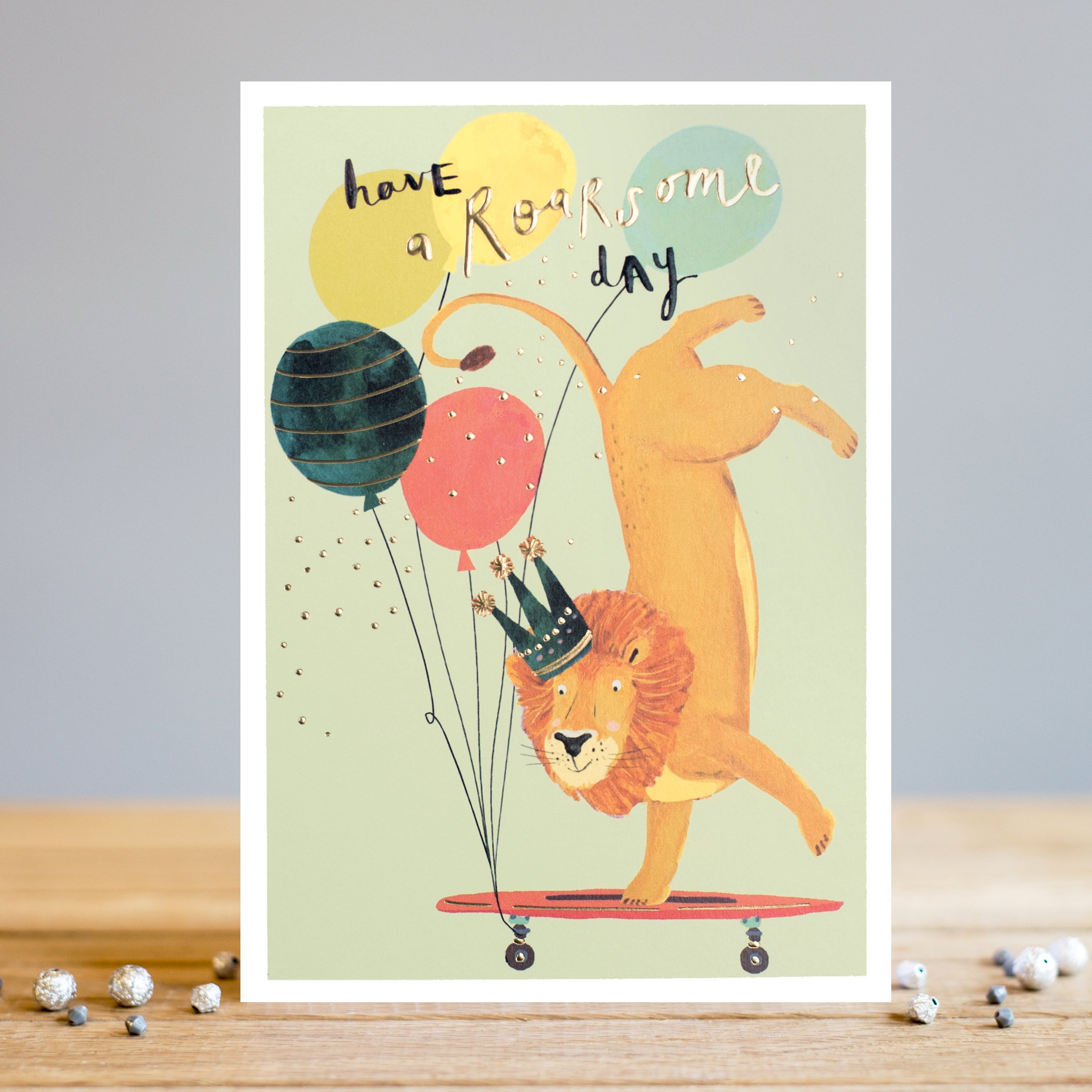 Felicitare - Skateboarding Lion Roarsome | Louise Tiler Designs