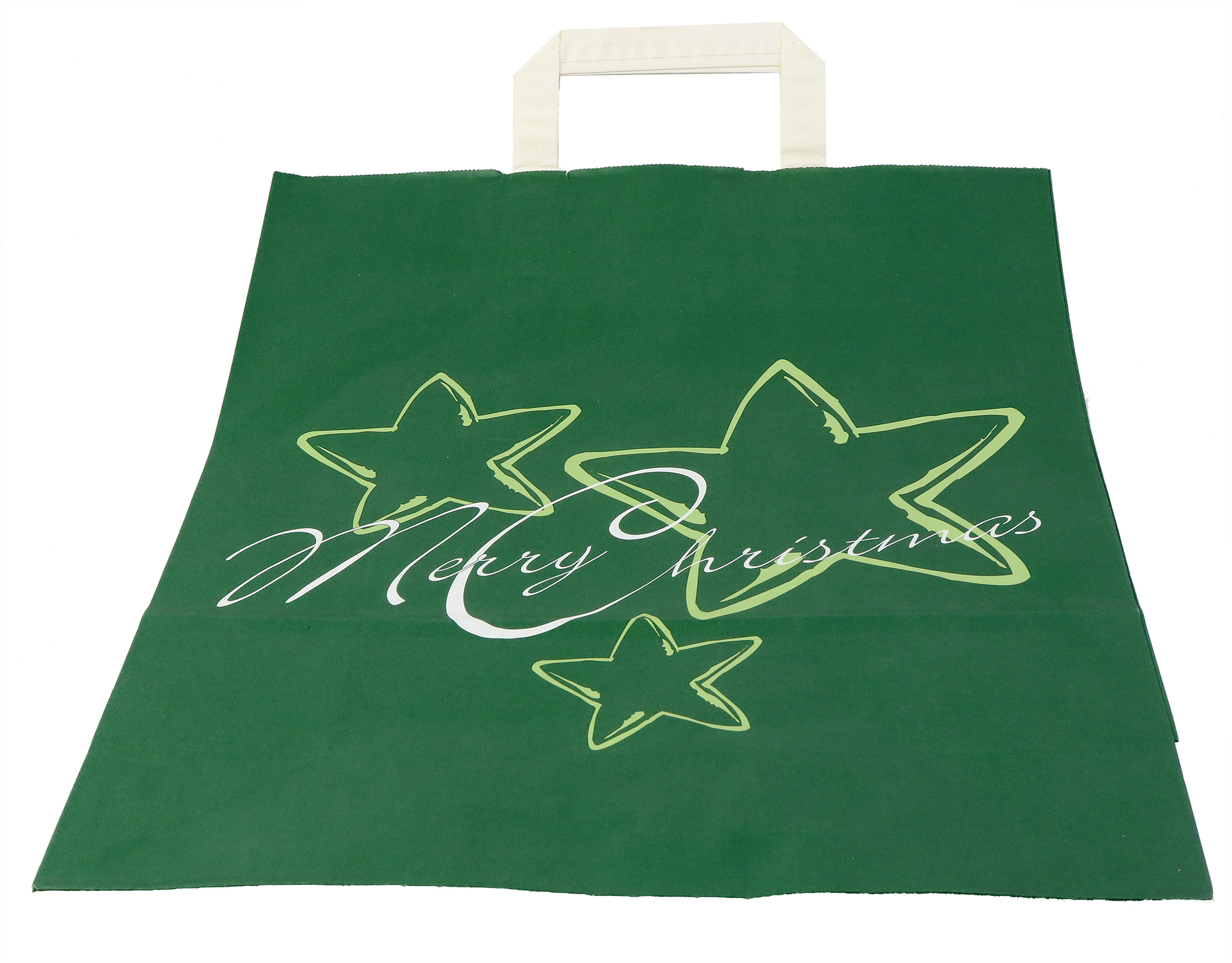 Punga cadou - Merry Christmas 3 stars green, 32x42cm | Schroder Packfix GmbH