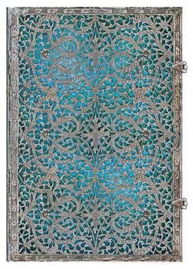 Paperblanks Silver Filigree Maya Blue - Grande Unlined Notebook | Paperblanks