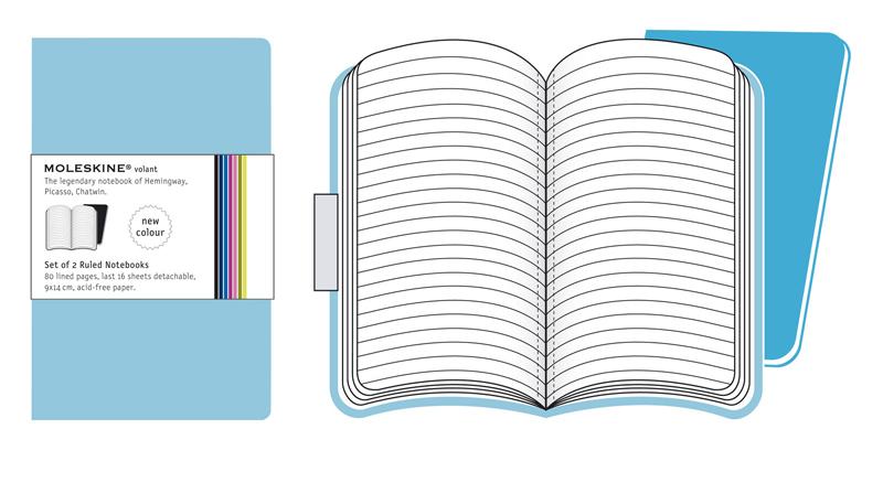 Moleskine Set of 2 Volant Notebooks Ruled - Sky Blue - Pocket | Moleskine