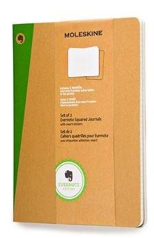 Moleskine Evernote Extra Large Squared Kraft Journal with Smart Stickers - Set of 2 | Moleskine