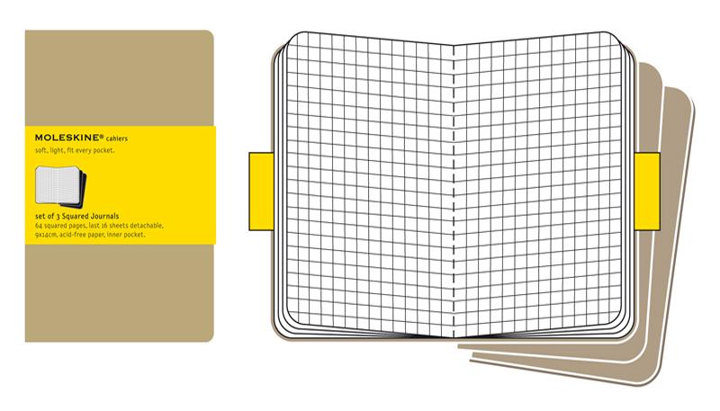 Moleskine Set of 3 Squared Cahier Journals - Kraft - Pocket | Moleskine