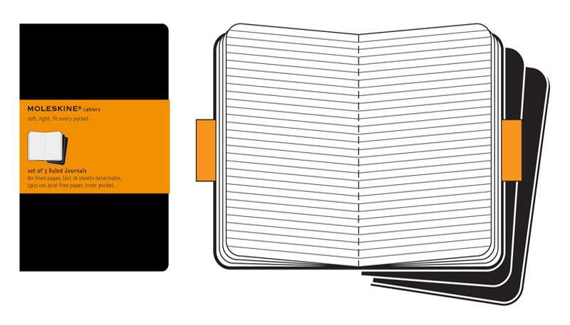 Moleskine Set of 3 Ruled Cahier Journals - Black - Large | Moleskine