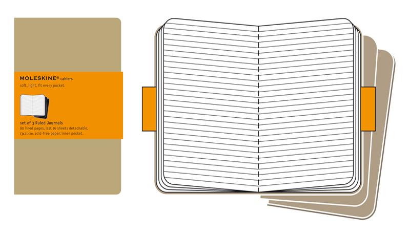 Moleskine Set of 3 Ruled Cahier Journals - Kraft - Large | Moleskine