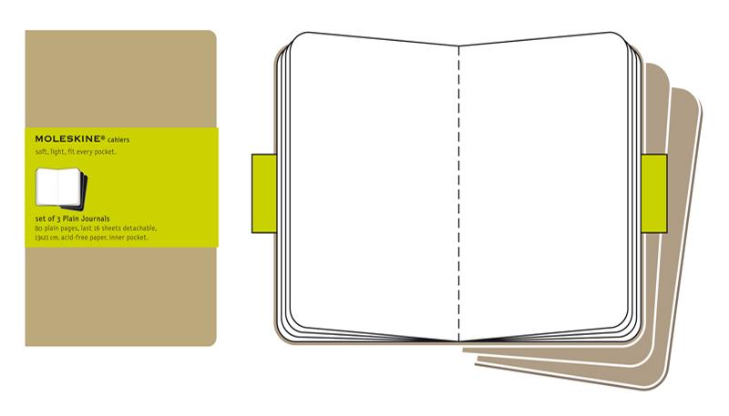Moleskine Set of 3 Plain Cahier Journals - Kraft - Large | Moleskine