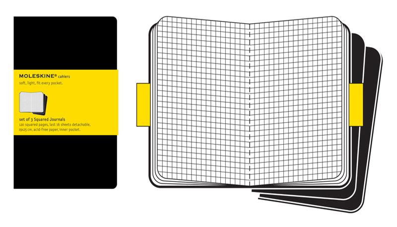 Moleskine Set of 3 Squared Cahier Journals - Black - Extra Large | Moleskine