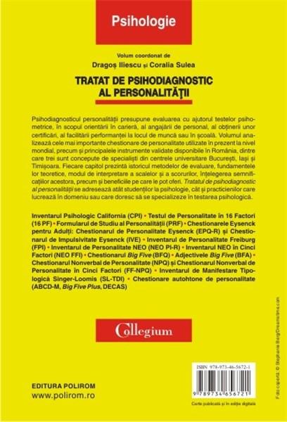 Tratat de psihodiagnostic al personalitatii | Dragos Iliescu, Coralia Sulea carturesti.ro imagine 2022