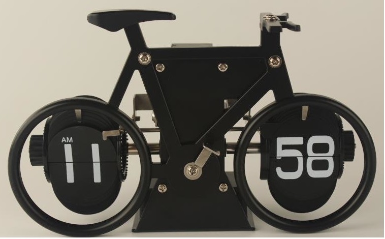 Ceas de birou - Flip Clock - Bicicleta neagra | Romanowski Design